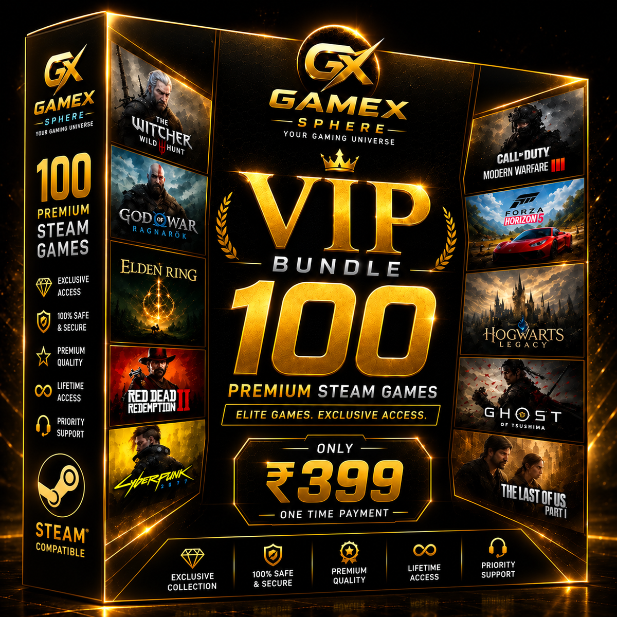 GameX Sphere 100 Premium Steam Games VIP Bundle